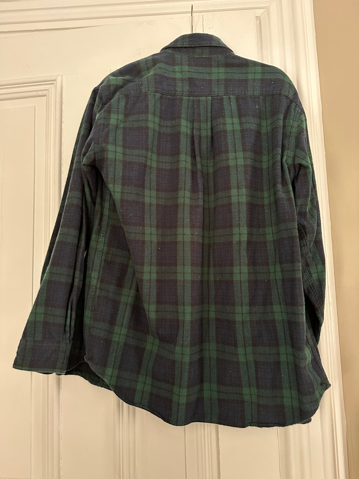 Men’s LL Bean Blue And green Flannel Shirt Vintage Medium