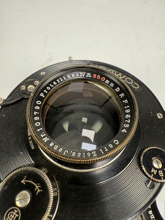 Carl Zeiss Jena Protar 250mm, 300mm, 350mm protarlinse IV in compound shutter