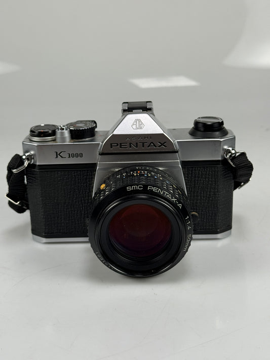 Pentax K1000 35mm SLR Camera Kit w/ 50mm f1.4 Pentax-A lens