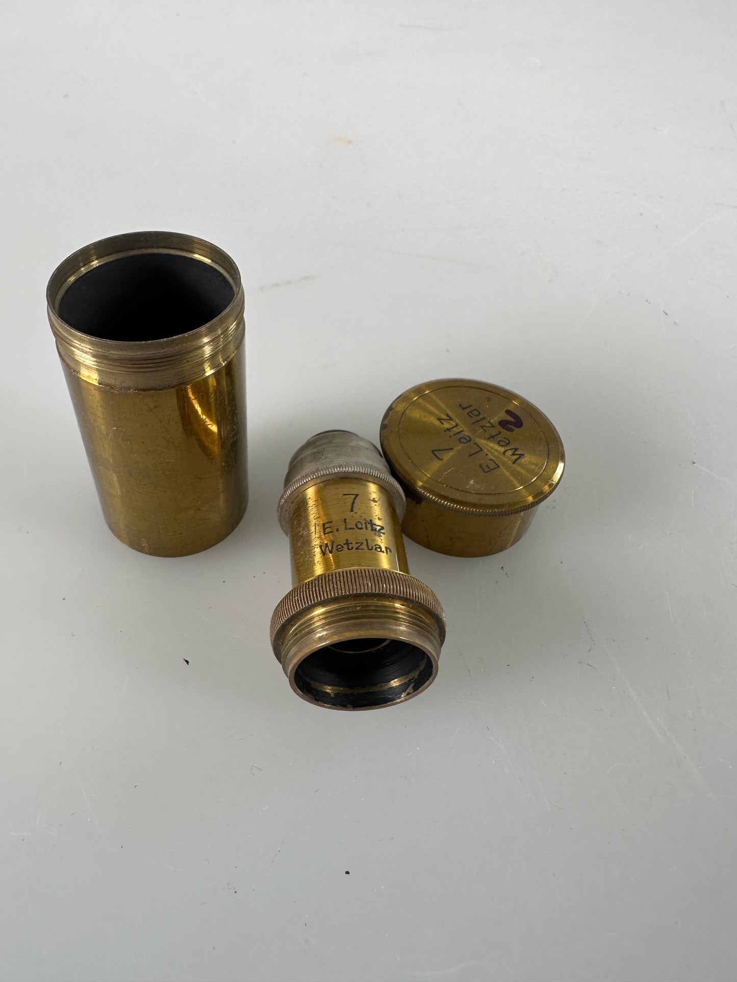 Leica LEITZ Wetzlar Brass Microscope lens OBJECTIVE 7 Univ of Penn