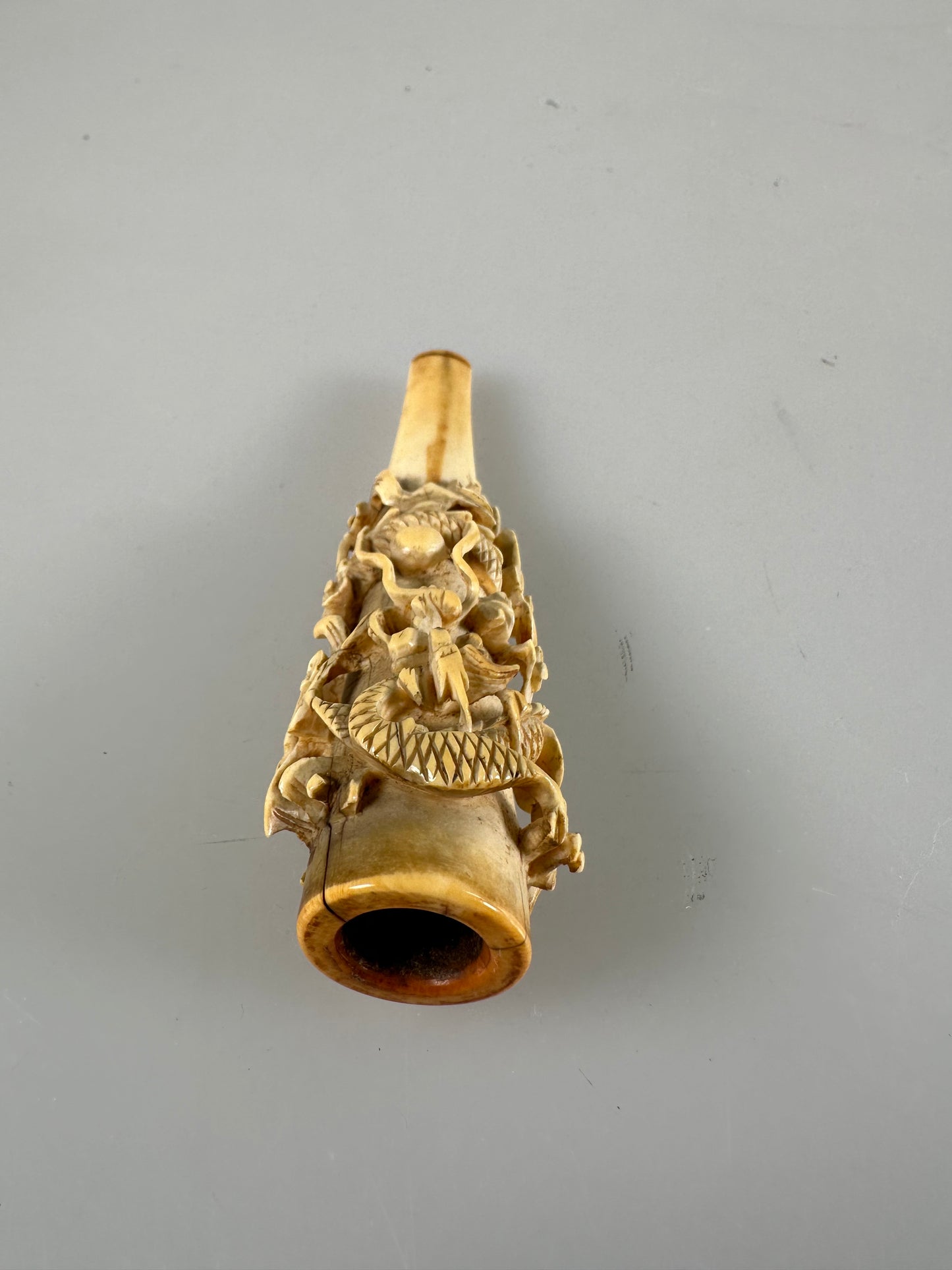 Handmade carved Asian, chinese dragon cigarette and cigar holder