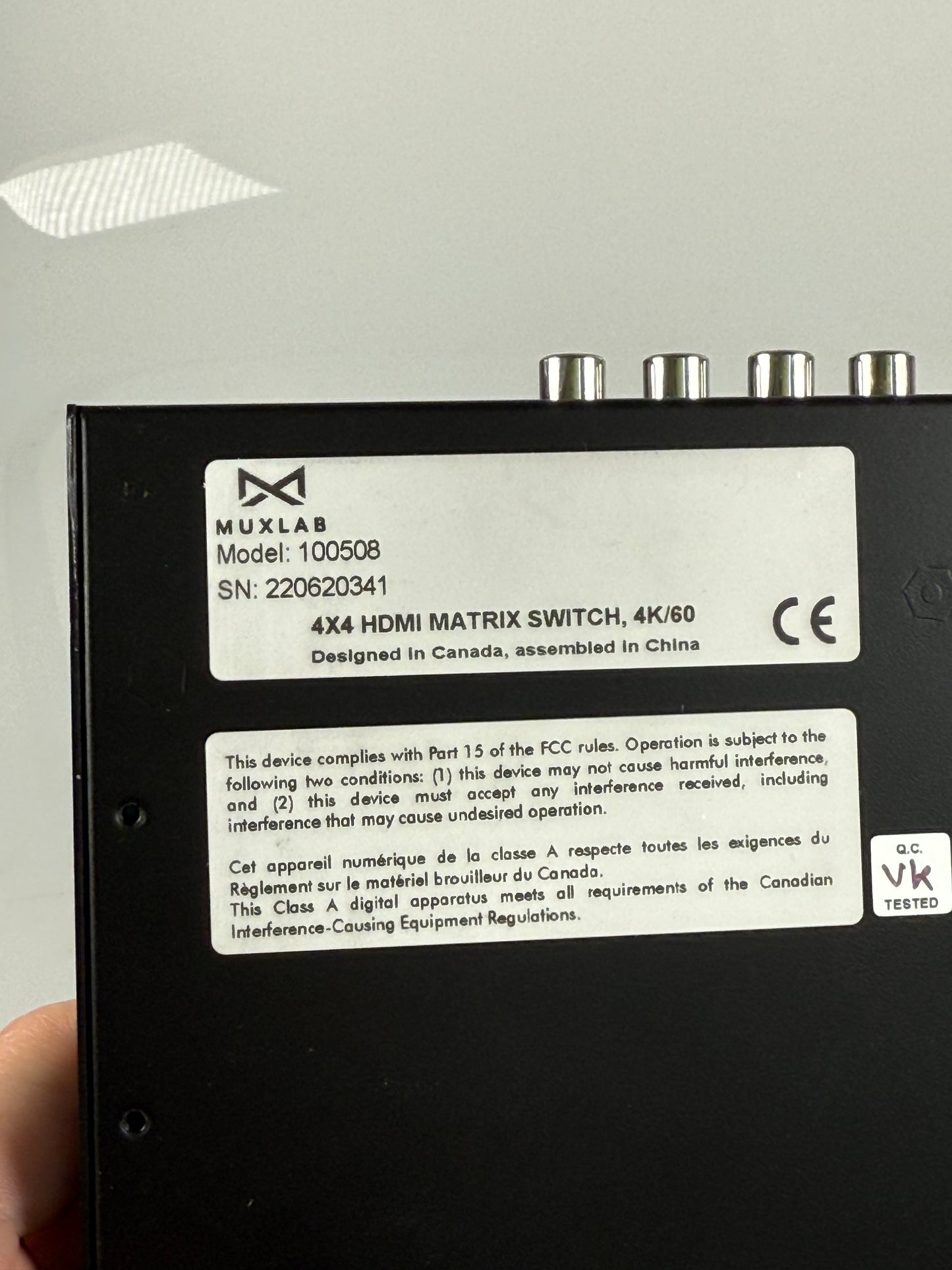 Muxlab 100508 4x4 Hdmi Matrix Switch 4k/60