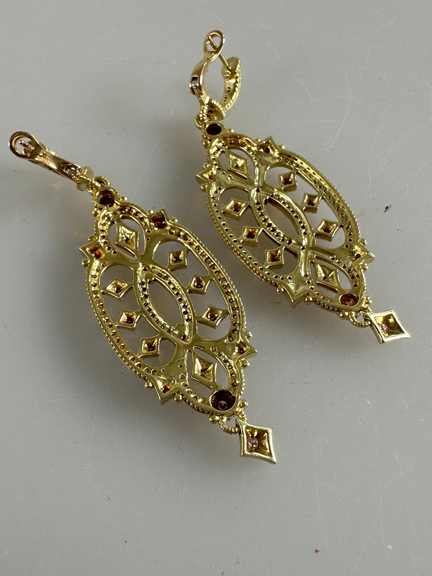 Judith Ripka Castle 18K Yellow Gold Large Diamond Earrings