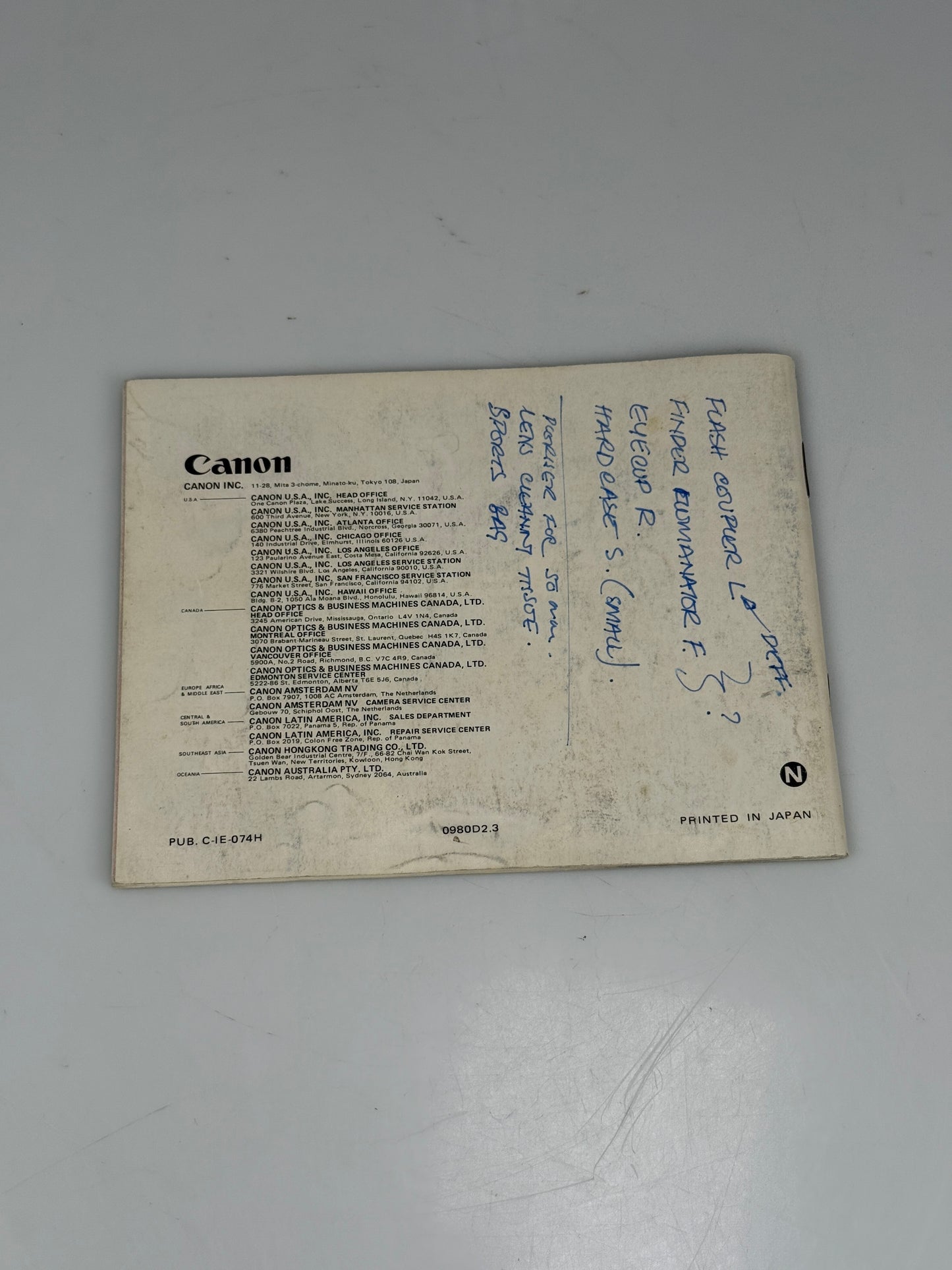 Canon F-1 Instruction Manual Booklet