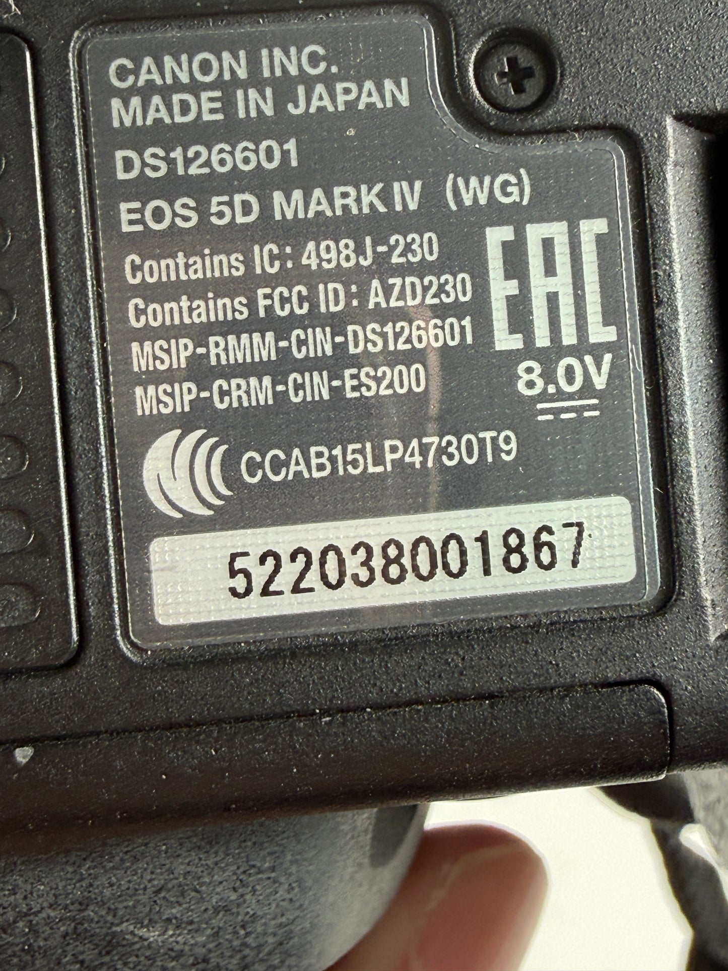 Canon EOS 5D Mark IV 30.4MP Digital SLR Camera Body - Shutter count