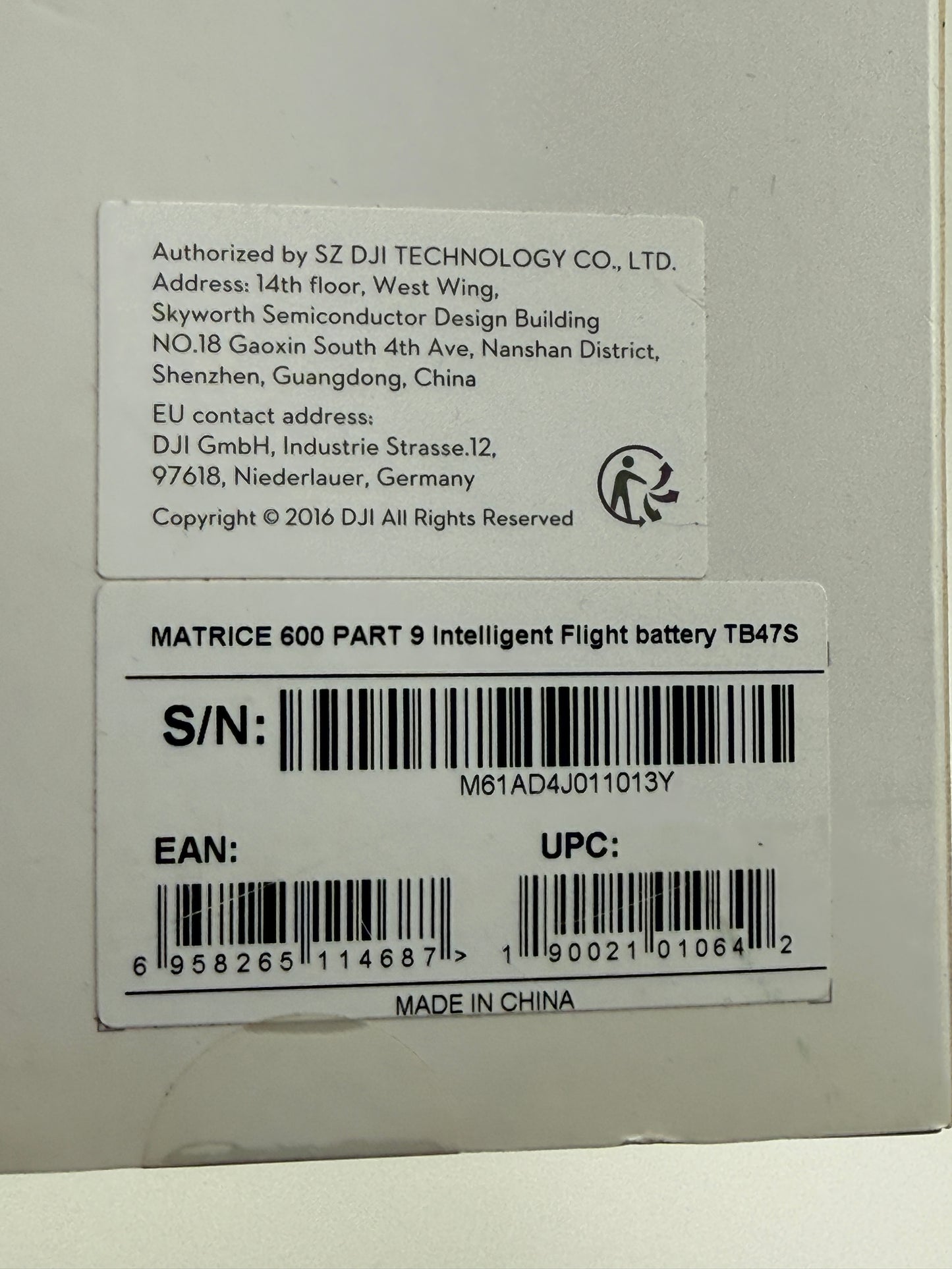 DJI Matrice 600 Series TB47S Intelligent Flight Battery