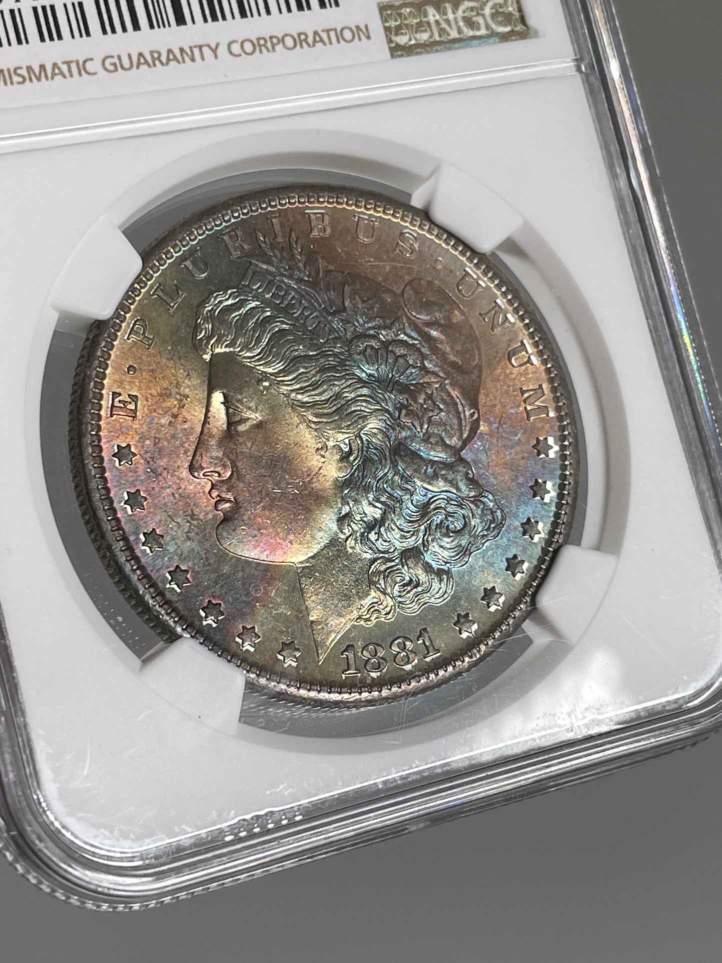 1881-S Morgan Dollar NGC MS65 MONSTER Rainbow Toned