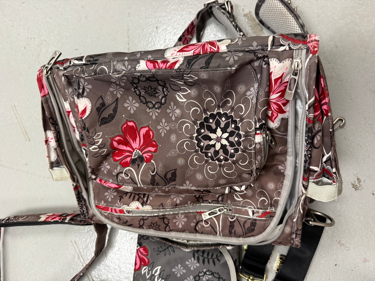 JuJuBe Baby Diaper Bag Brown Large Flower Print