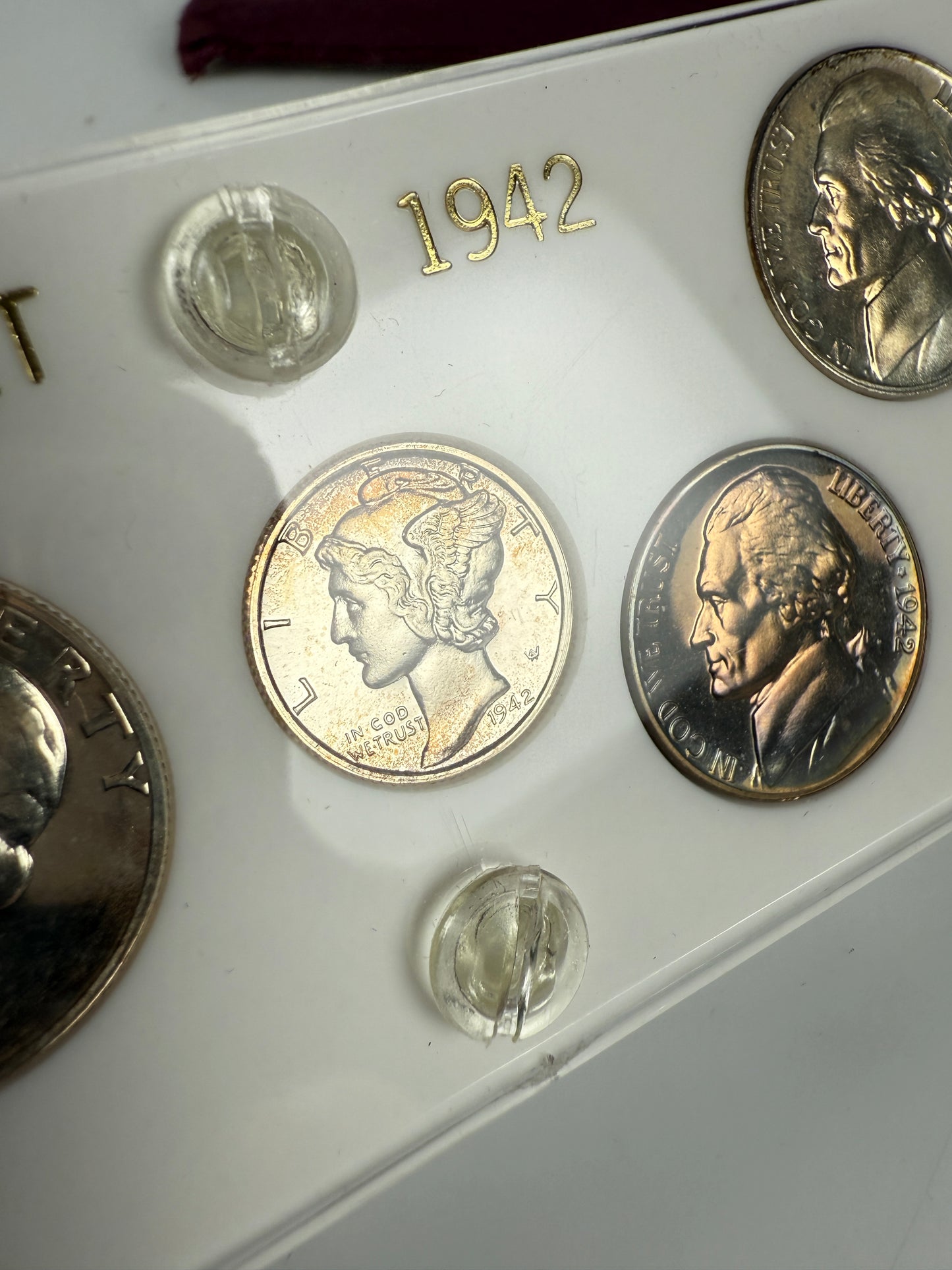 1942 US Mint Silver PROOF Set Gem Coins White Capital Holder Display Box