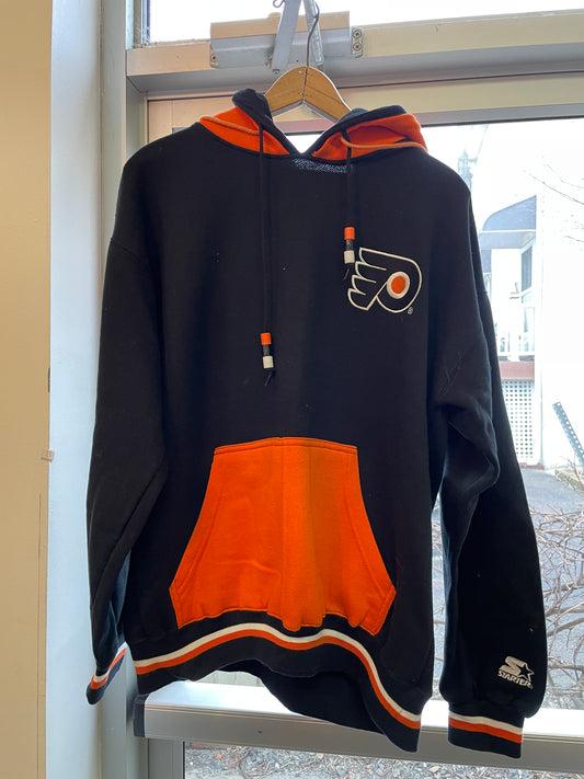 Vintage 90s Philadelphia Flyers NHL Starter Double Hood Sweatshirt Hoodie Men Lg
