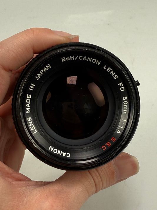 Canon B&H Bell Howell FD 50mm f1.4 S.S.C. MF prime Lens SSC RARE