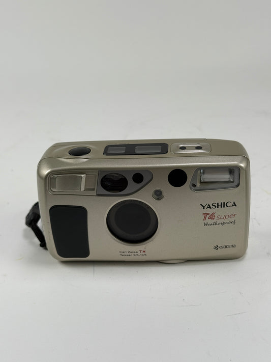 Yashica T4 T* Carl Zeiss 35mm F3.5 Camera Silver Champagne