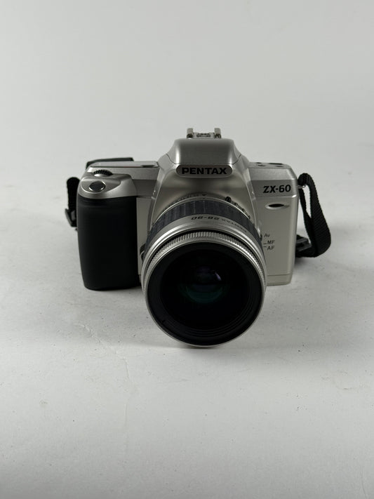 PENTAX ZX-60 35mm SLR Film Camera 28-80mm Lens & Case
