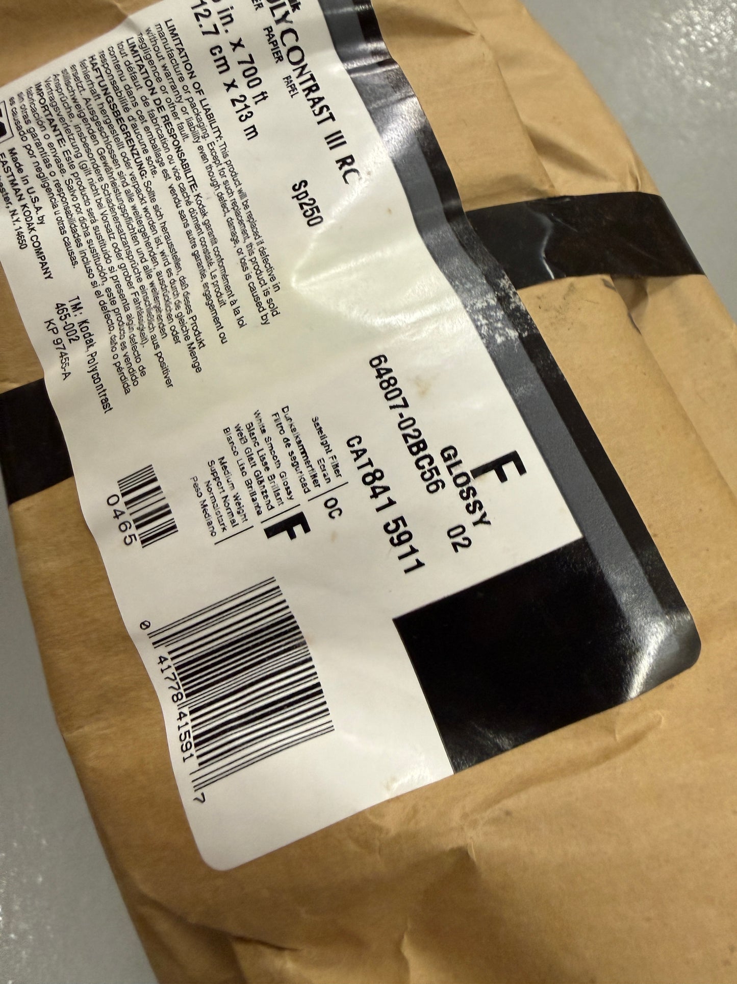 KODAK Polycontrast III RC PAPER ROLL 5in x 700ft, Roll CAT 841 5911 NOS