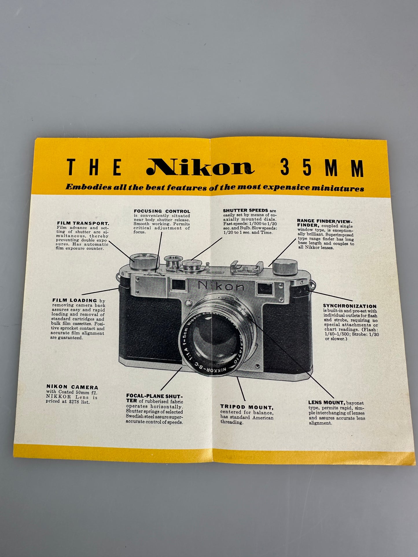 Nikon M Instruction Manual Brochure accessories, coated lenses RARE