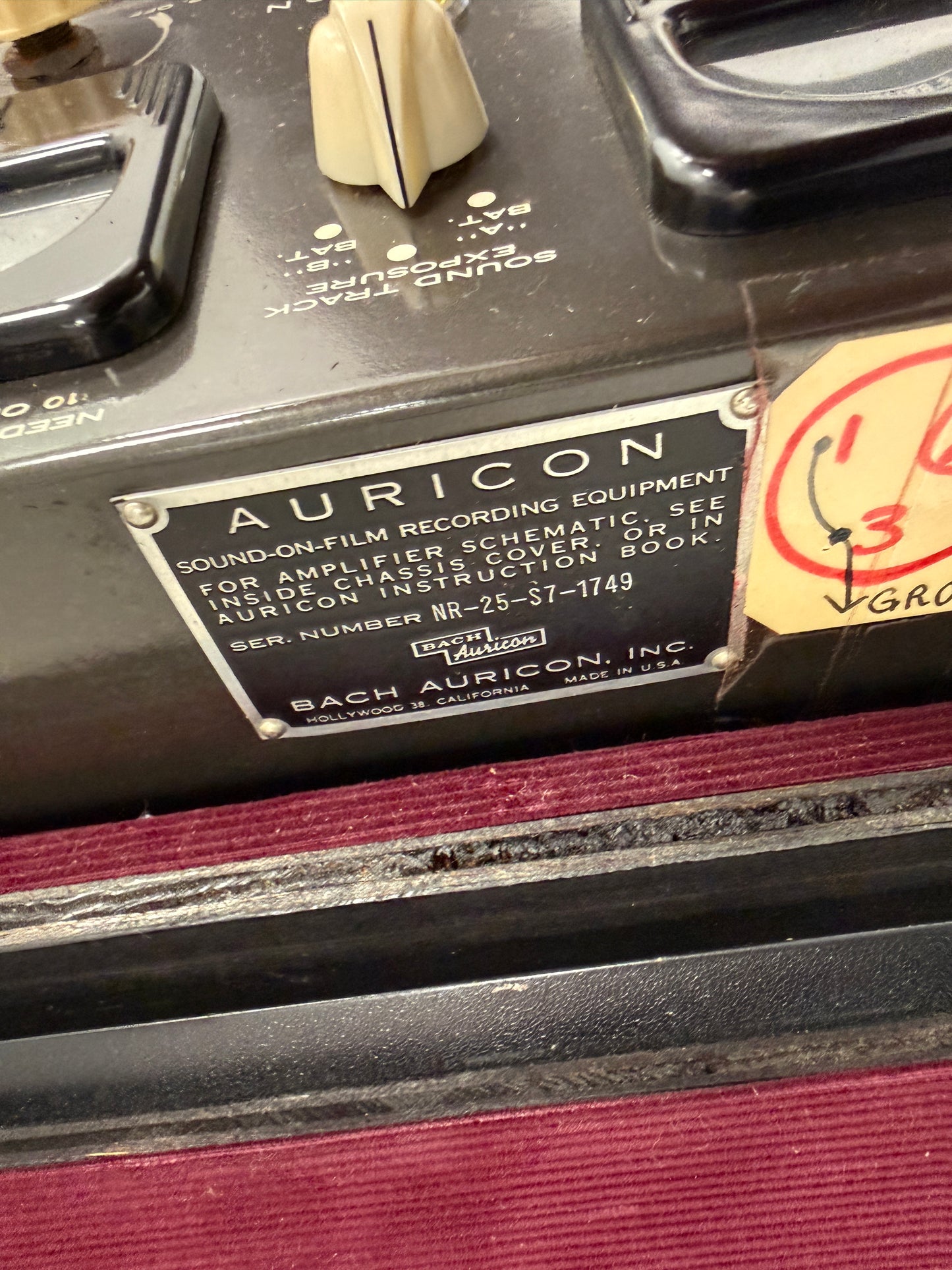 Bach Auricon NR Sound on Film recording equipment Amplifier w/ E6 microphone