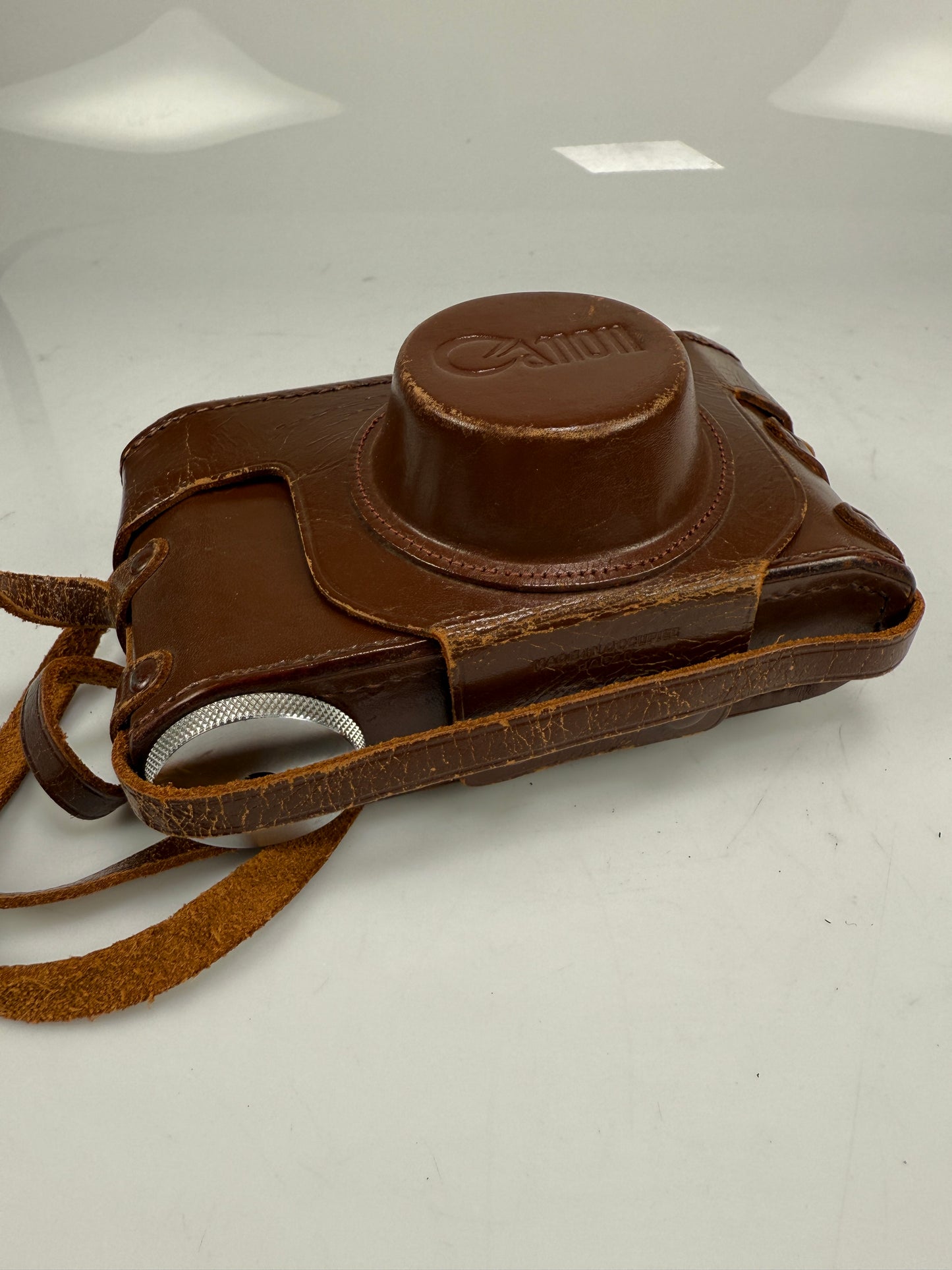 Early Canon Rangefinder Camera Brown Leather Case MADE IN OCCUPIED JAPAN