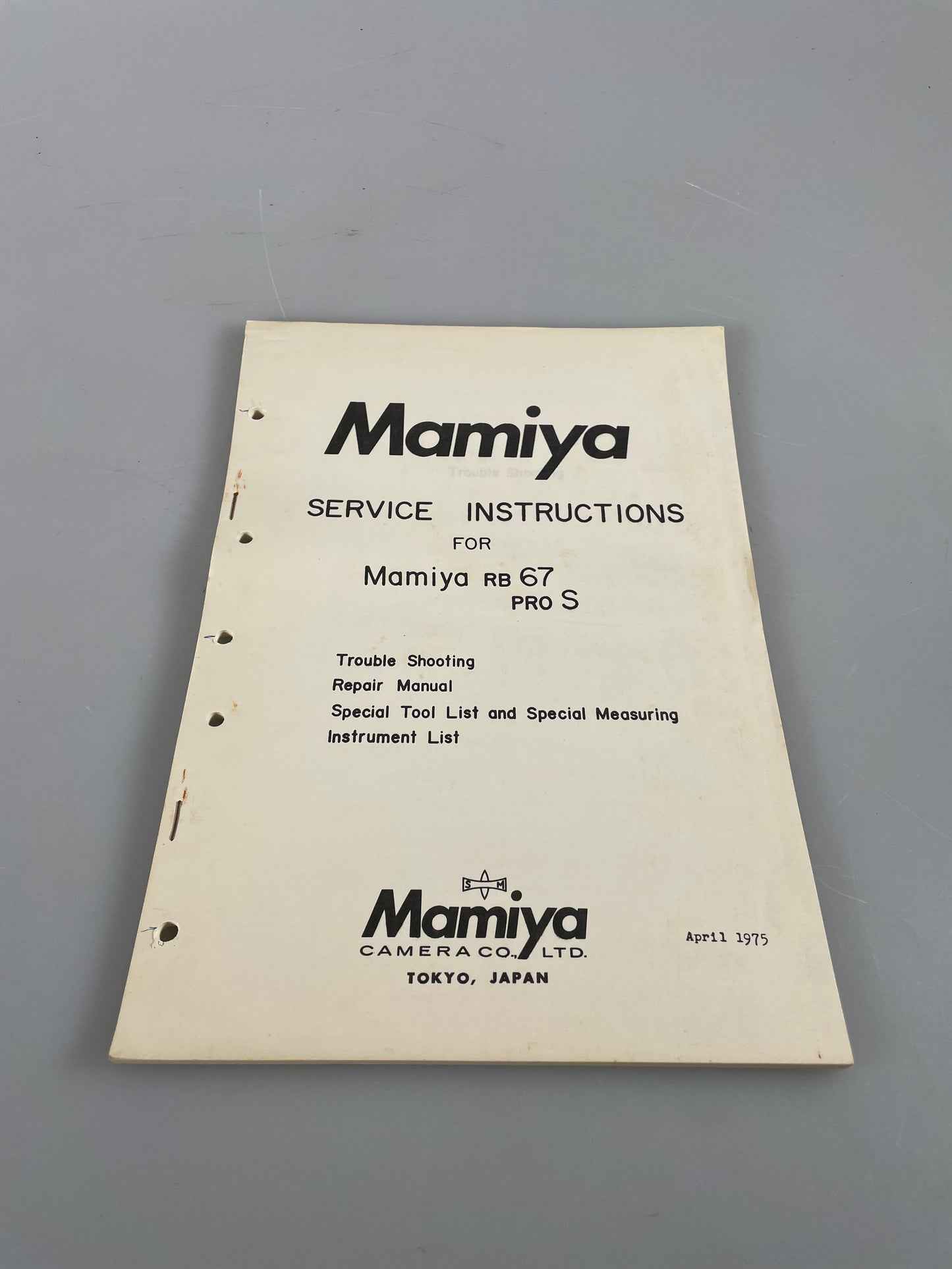 Mamiya RB67 Pro S Service Repair Manual Instructions