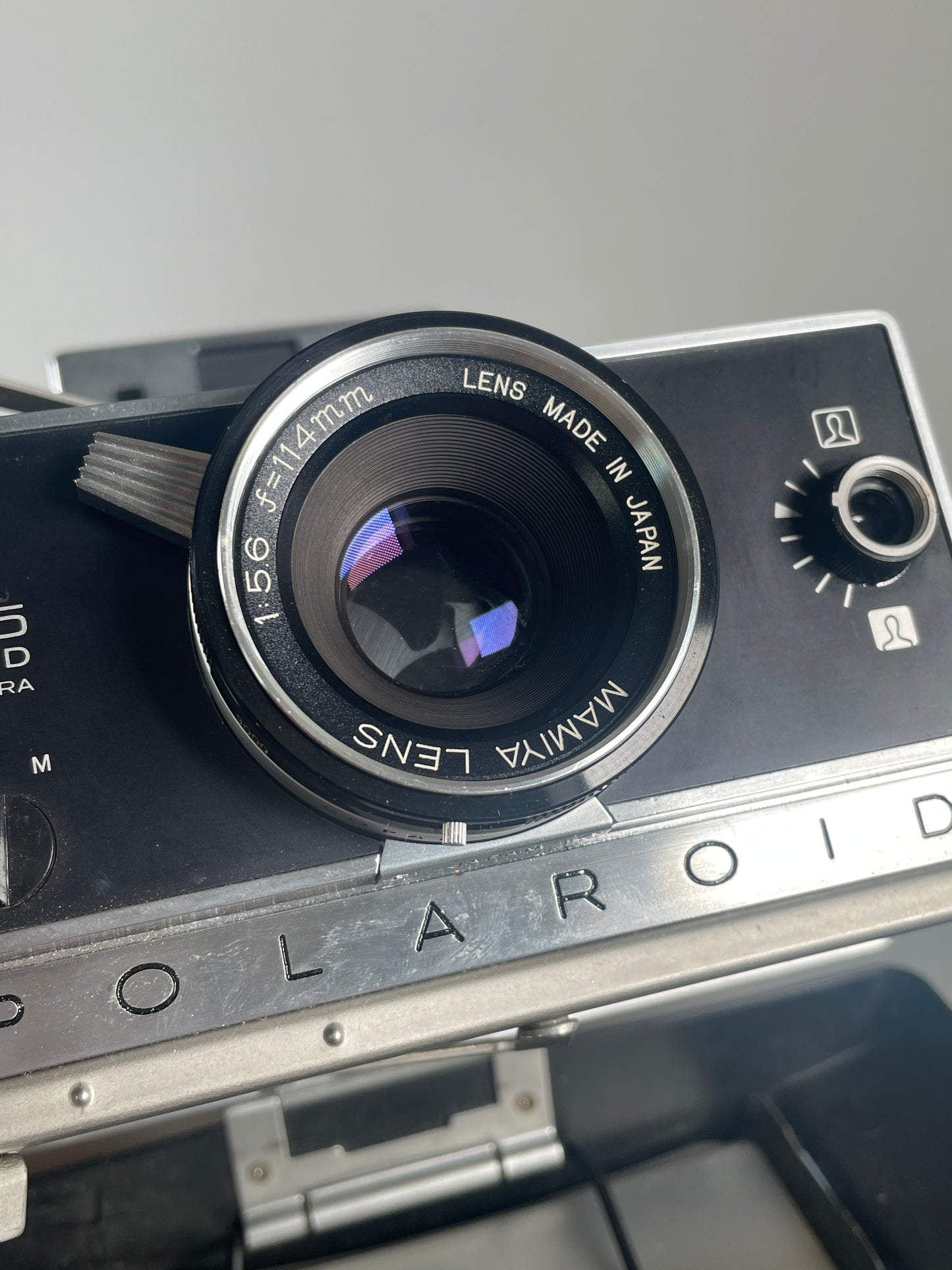 Polaroid Land Camera Model 185 w/Mamiya 114mm f5.6 Lens RARE