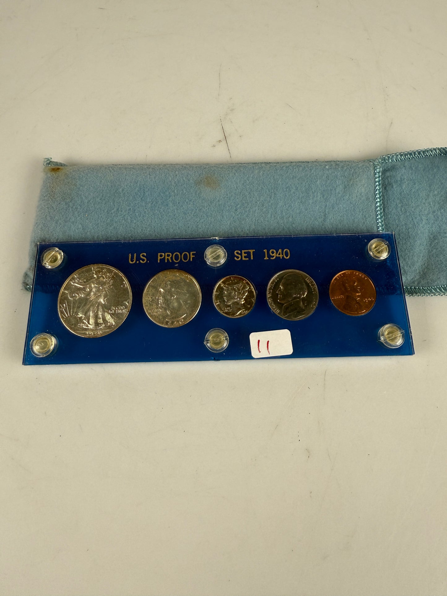 1940 US Mint Silver PROOF Set Gem Coins Blue Capital Holder Display Box