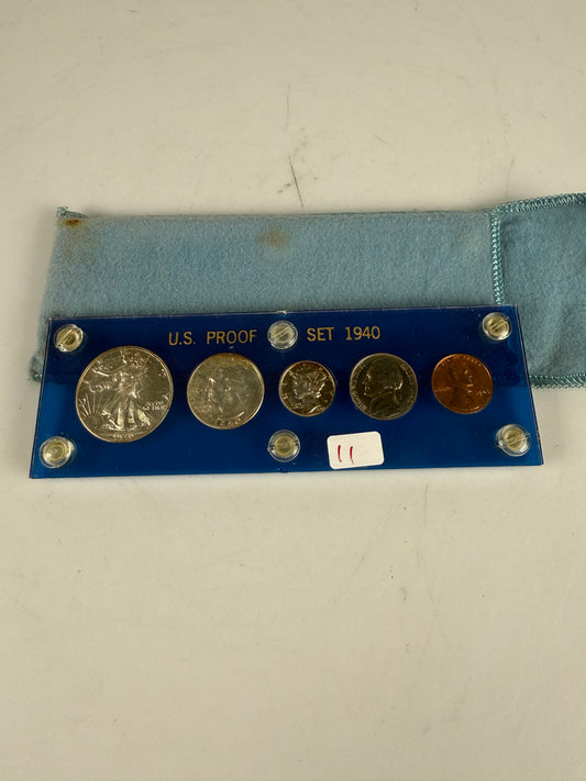 1940 US Mint Silver PROOF Set Gem Coins Blue Capital Holder Display Box