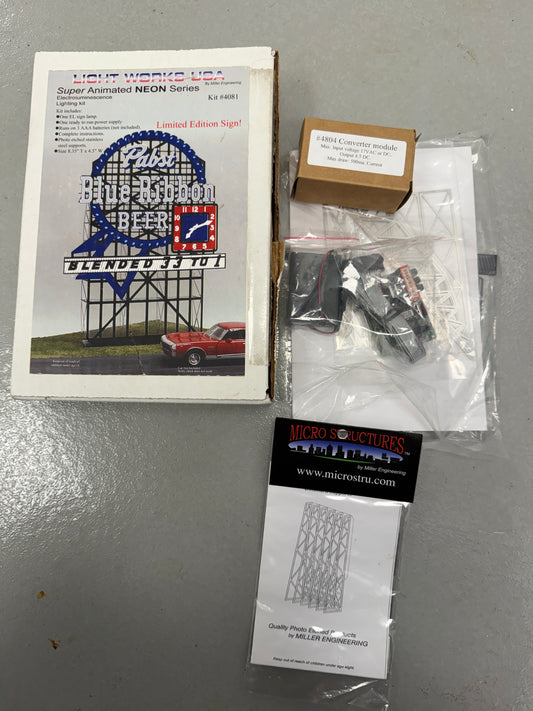 Pabst Blue Ribbon BEER - NEON BILLBOARD SIGN - HO Scale - LIGHT WORKS USA