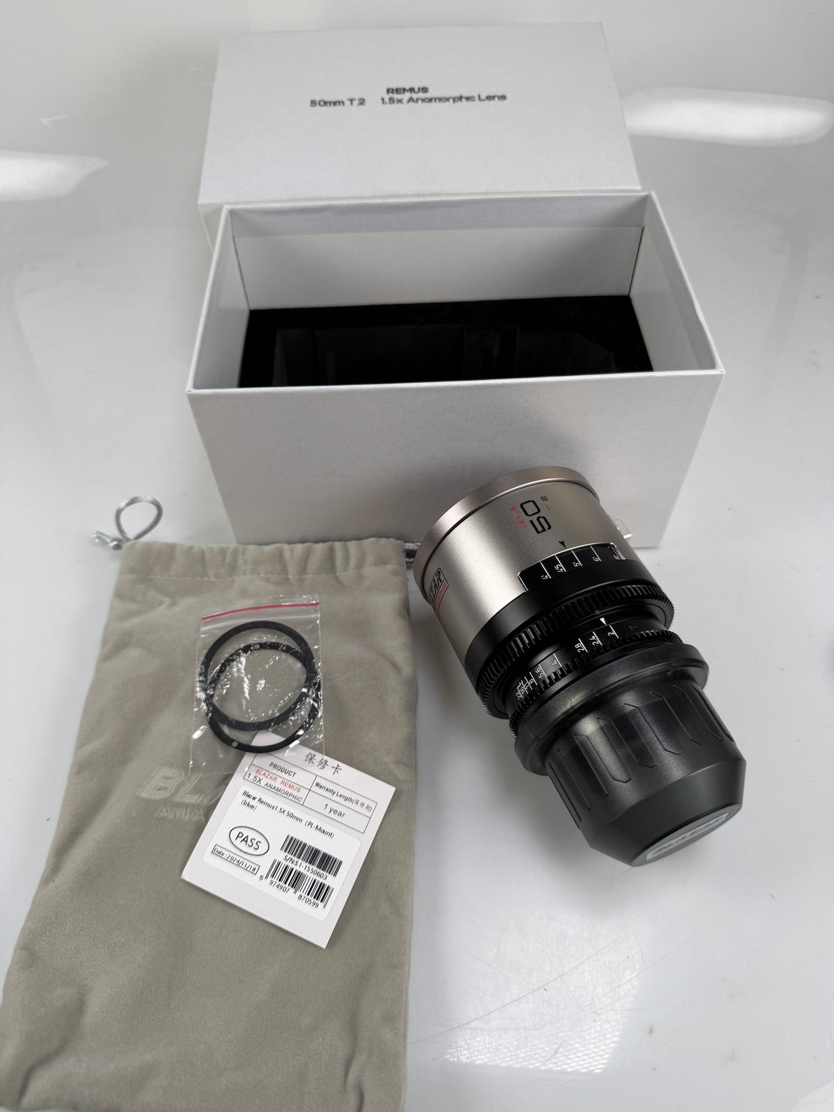 Blazar Remus 50mm T2.0 1.5x Anamorphic Full Frame Lens PL Mount Silver Flare