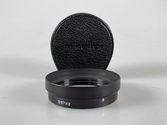 Minolta D57KE Metal Lens Hood for Minolta-Rokkor-PF 58mm f1.4 Lens in Leather