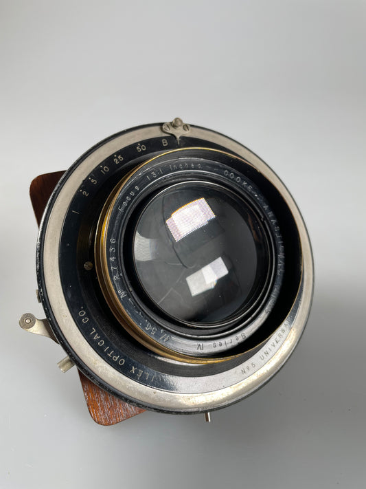 Cooke Anastigmat Series IV 13.1 Inch F5.6 Brass 8x10 Lens - Taylor Hobson in ilex shutter
