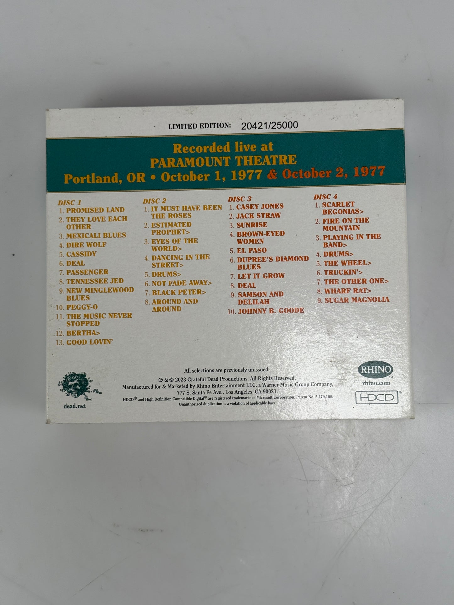 Grateful Dead. Dave’s Picks. vol. 45. Portland, OR 10/1/77 & 10/2/1977.