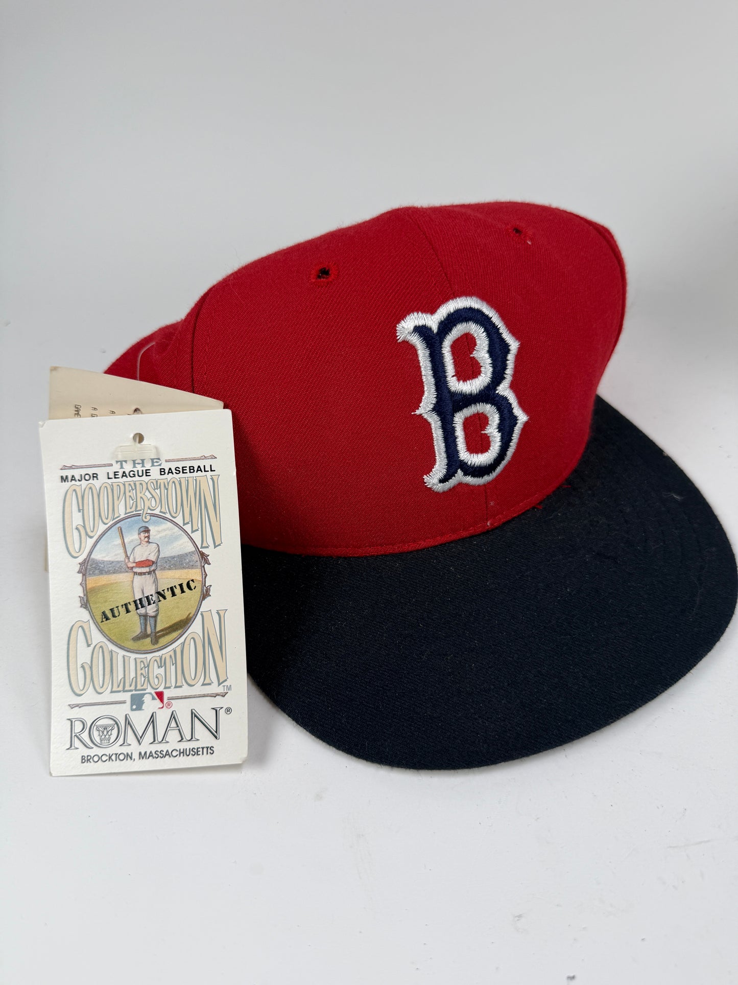Vintage Boston Red Socks Roman Pro MLB Cooperstown 6 7/8 fitted hat NOS 1975