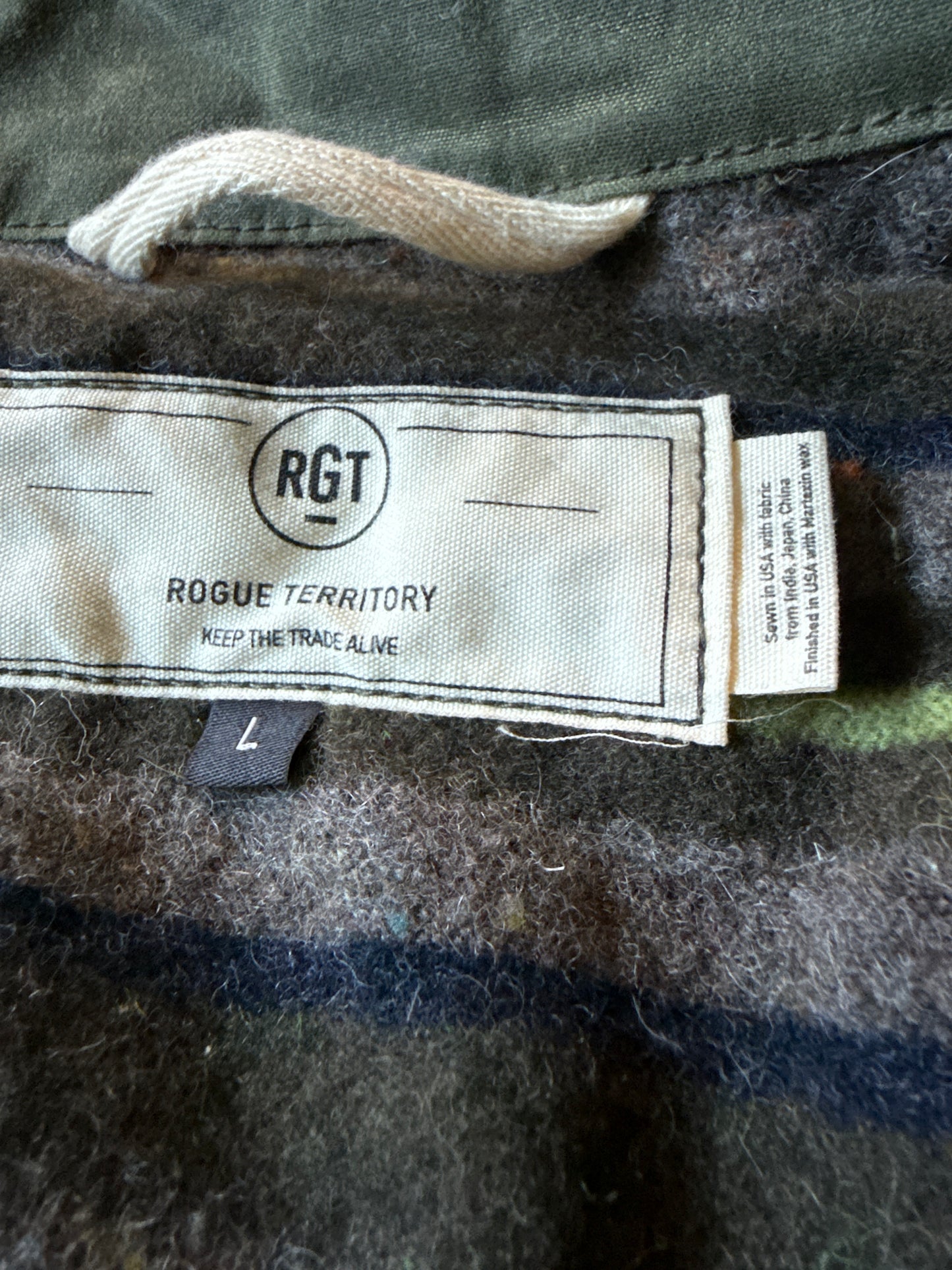 Rogue Territory Supply Jacket Wool Blanket Lined Waxed Olive Ridgeline Large