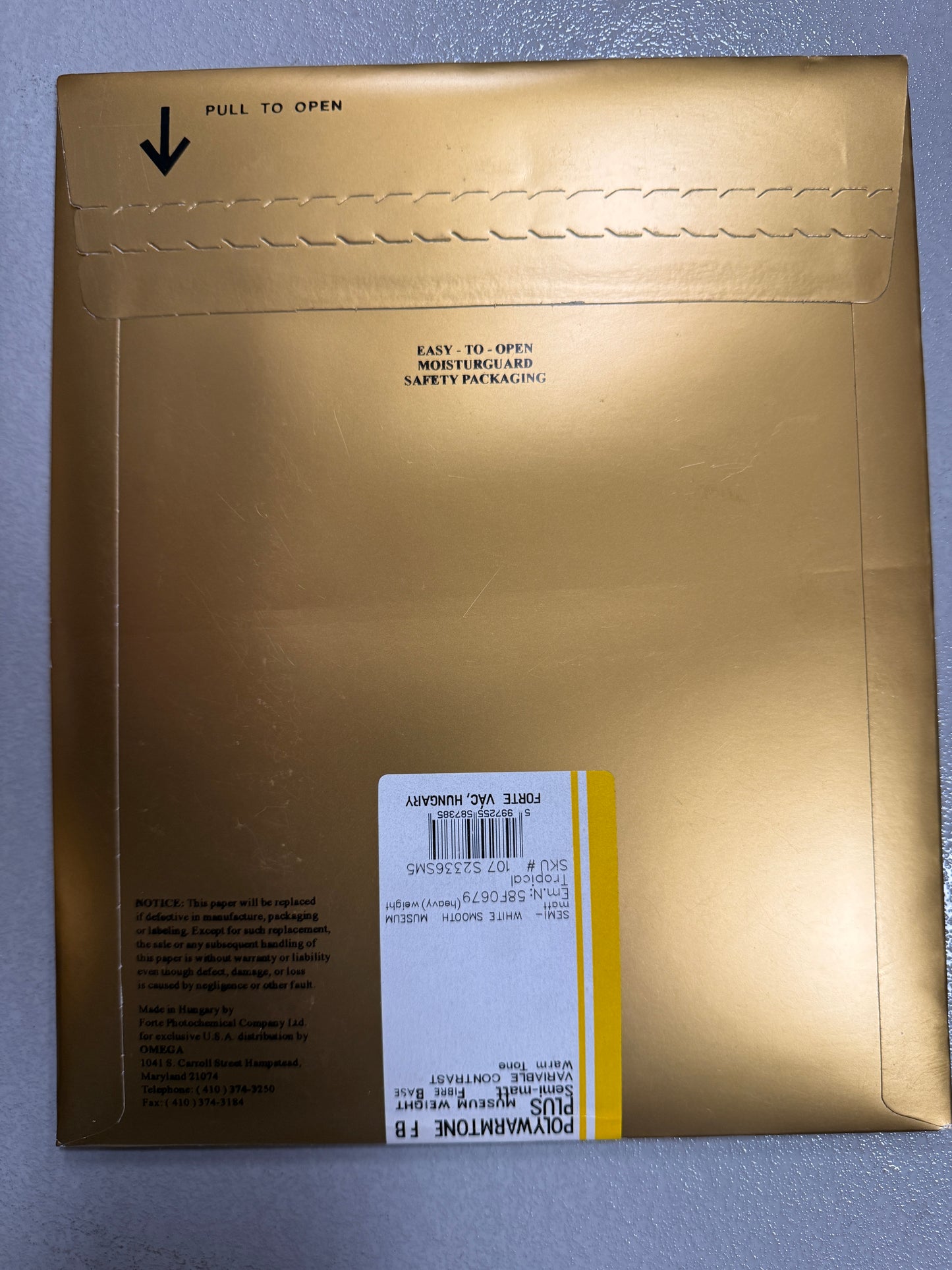 Forte Polywarmtone FB Plus Semi Matte 8x10" Photo Paper 5 sheets unopened NOS museum weight