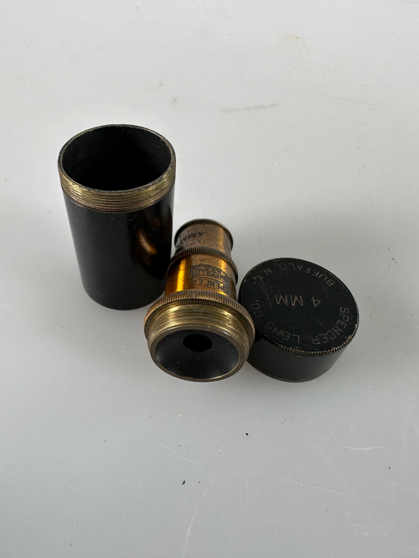 SPENCER Buffalo Brass lens OBJECTIVE 4mm 0.70 44x LENS MICROSCOPE