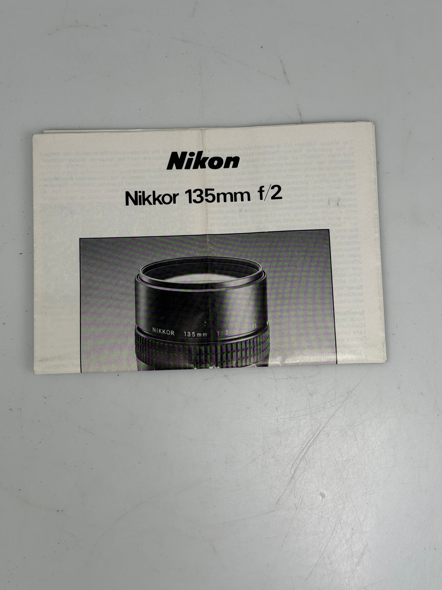 Nikon 135mm f2 Camera Lens Instruction Manual