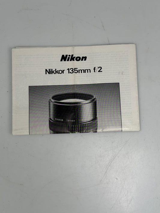 Nikon 135mm f2 Camera Lens Instruction Manual