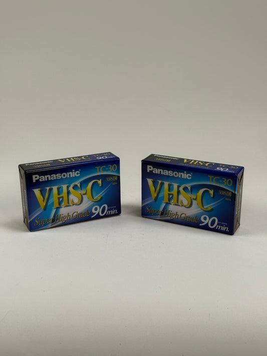 Lot of 2 Panasonic TC-30 VHS-C 90 Min Super High Grade Tapes