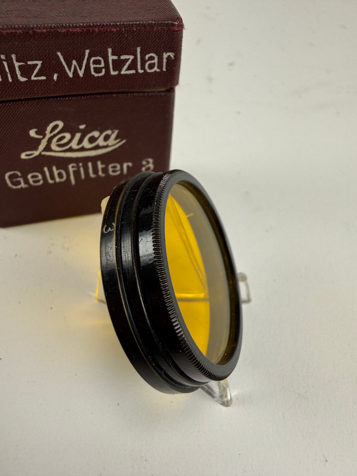 Leitz Leica Black A36 Yellow 3 Contrast Camera Lens Filter - Summitar push on 36mm