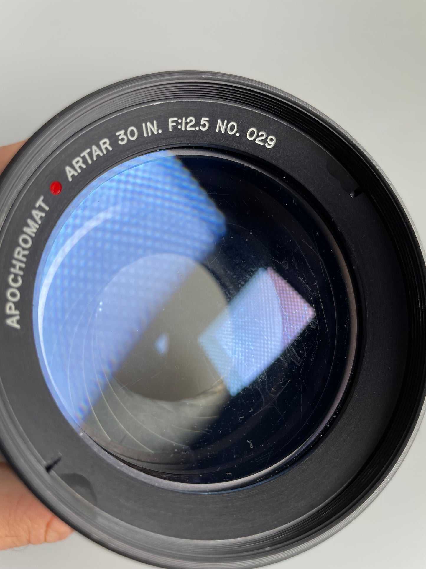 Goerz 30 inch f12.5 Apochromat Artar Barrel Lens Schneider red dot