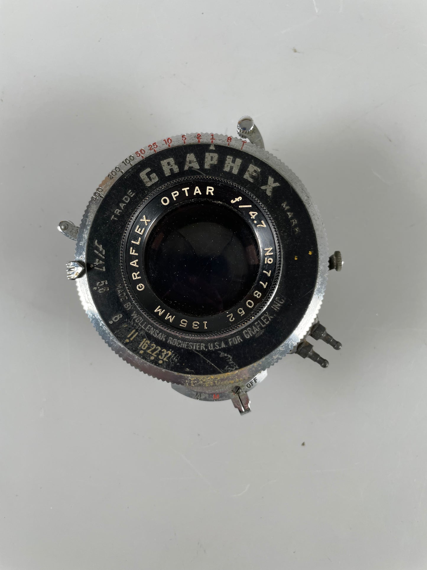 Graflex Optar 135mm f4.7 large format lens in shutter