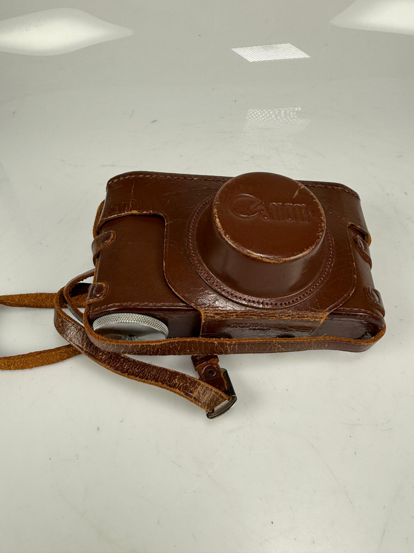 Early Canon Rangefinder Camera Brown Leather Case MADE IN OCCUPIED JAPAN