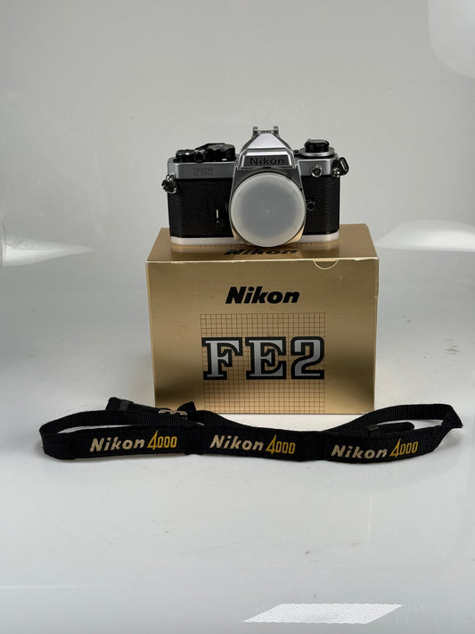 Nikon FE2 chrome silver 35mm SLR Film Camera Body