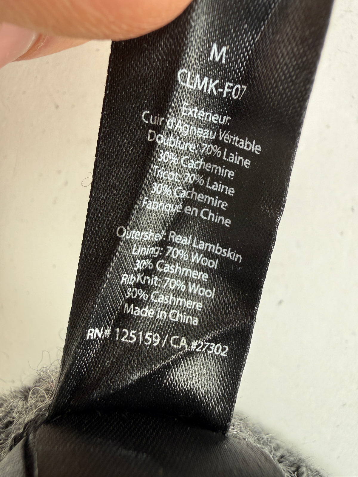 Mackage black leather lambskin gloves w/ cashmere and wool lining