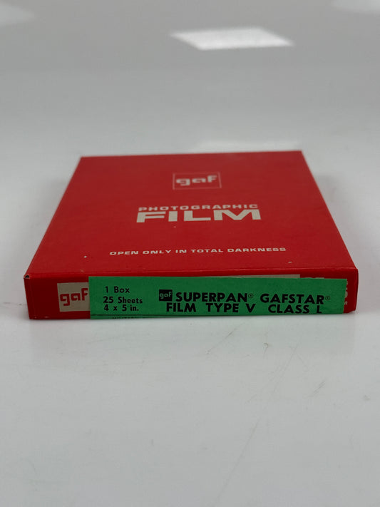 GAF 4X5 25 Sheets Photographic Sheet Film Gafstar Film Type V Superpan Class L