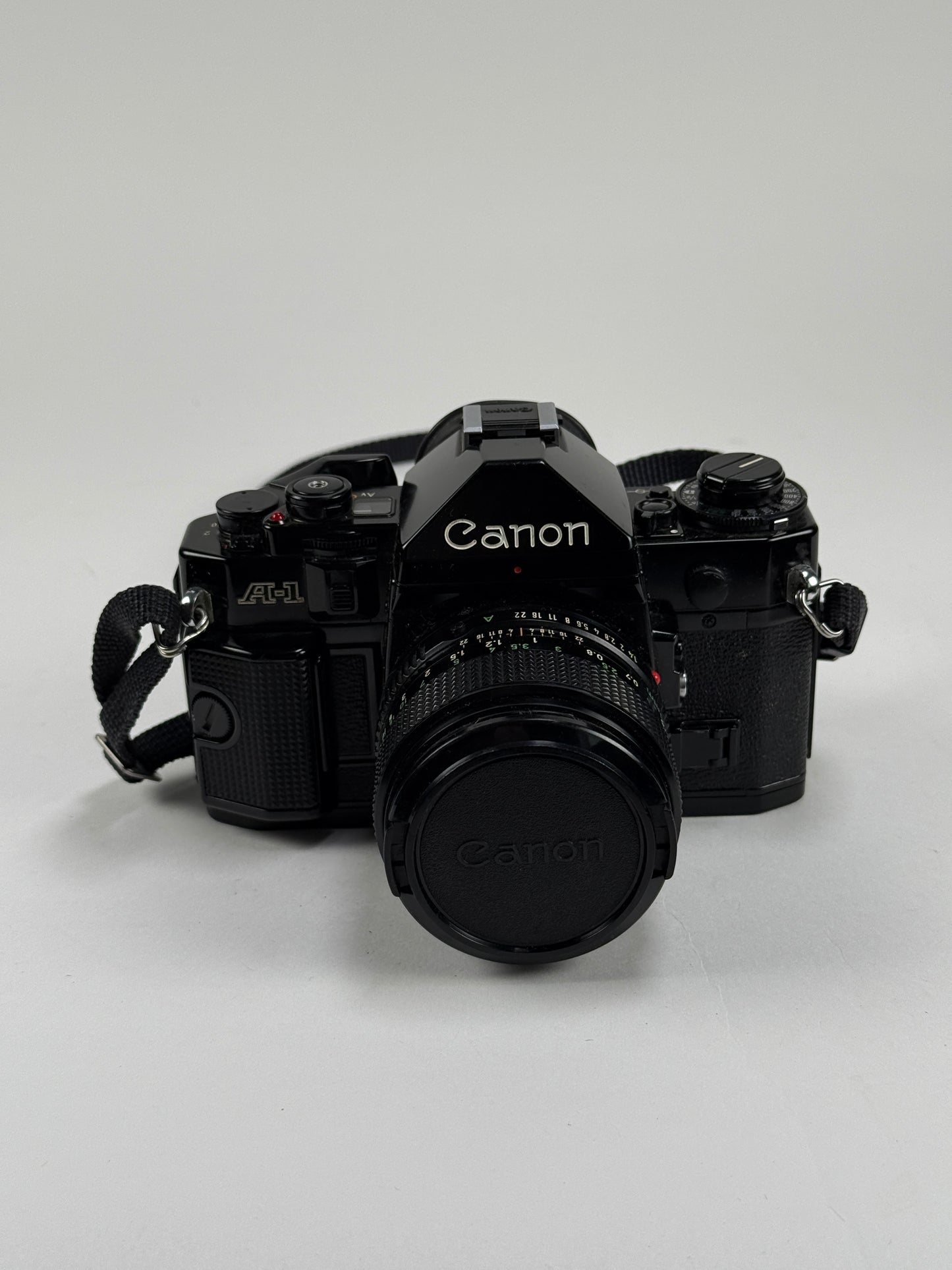 CANON A-1 black SLR 35mm Film Camera with 50mm f1.4 Lens kit
