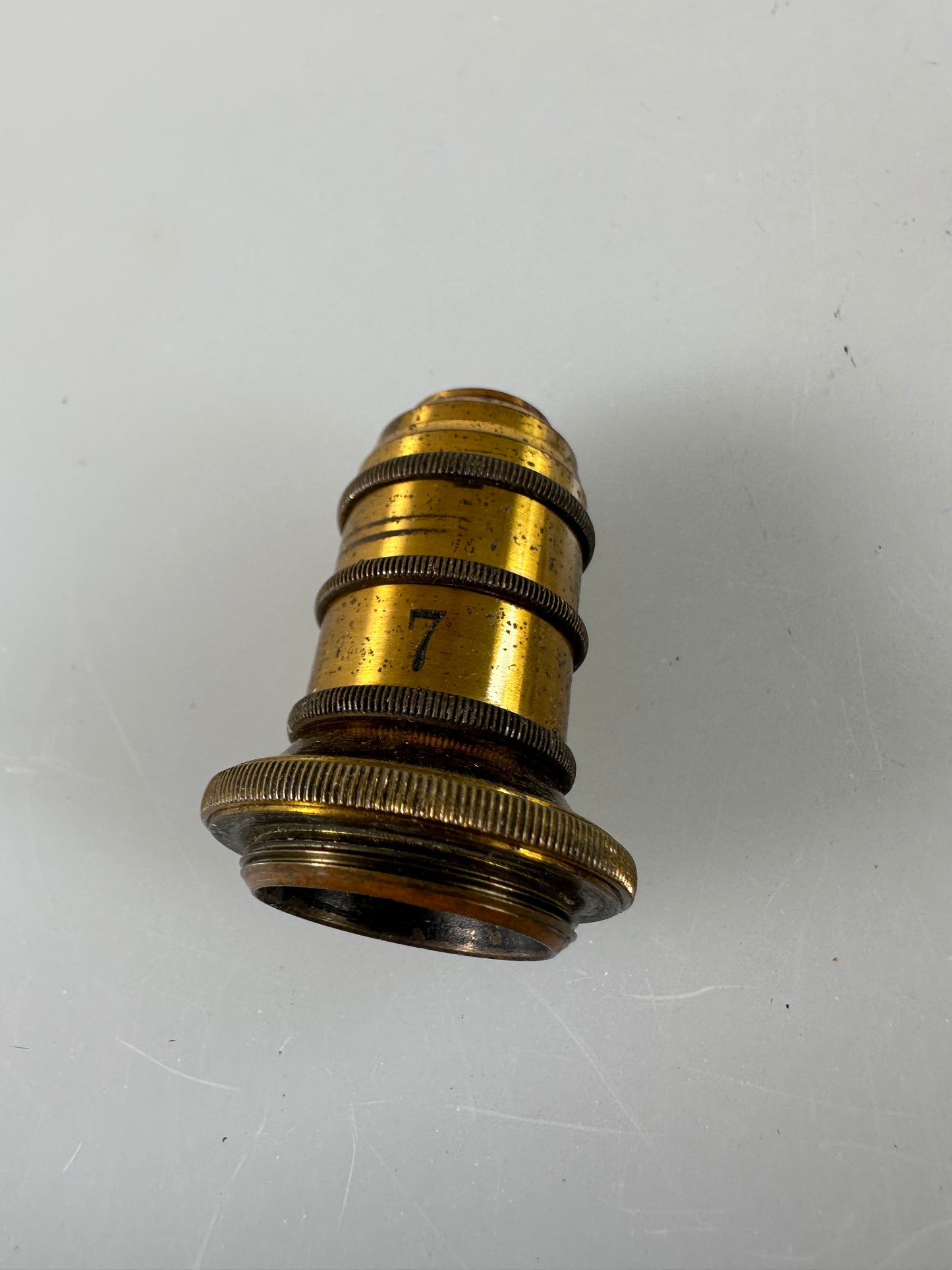 Leica LEITZ Wetzlar Brass Microscope lens OBJECTIVE 7 Early