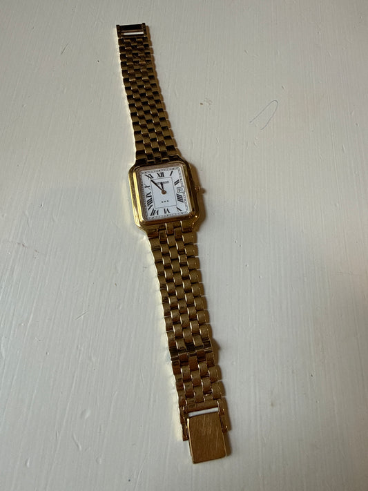 Wittnauer QWR Gold Tone Quartz Mens Tank Dress Wrist Watch