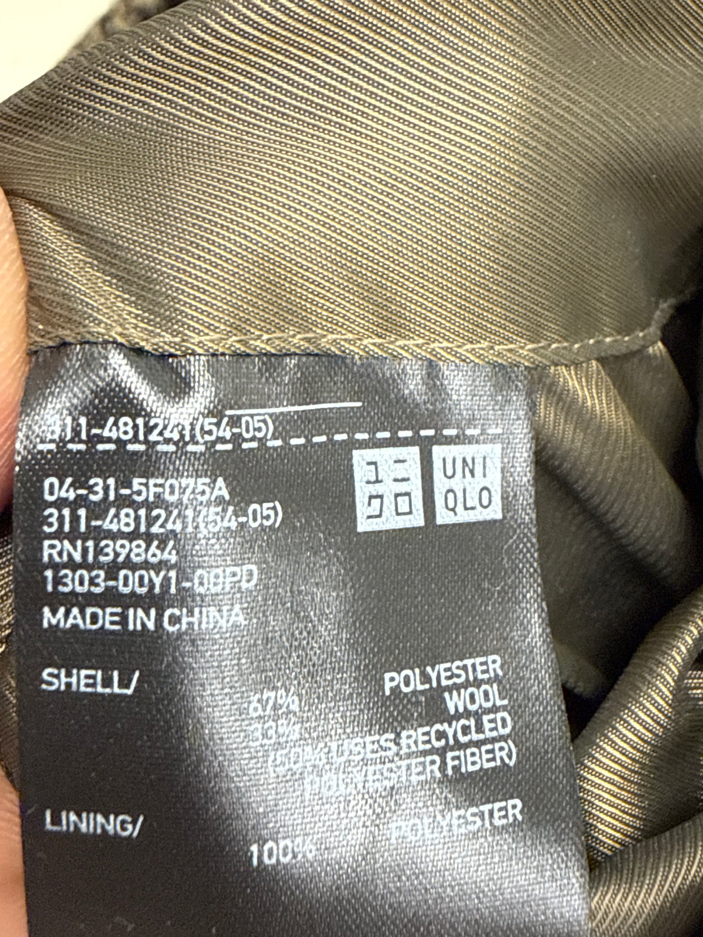 UNIQLO overcoat wool Jacket Men’s Medium