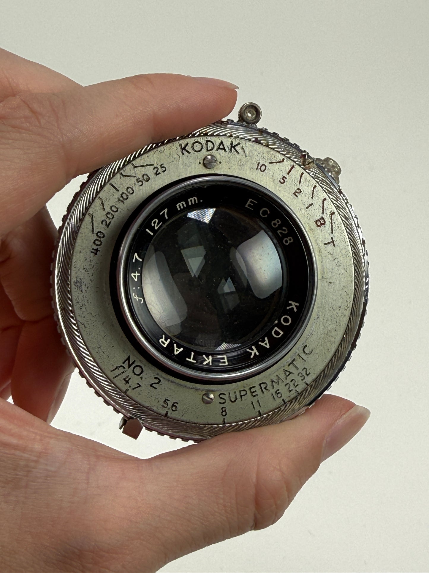 Kodak Ektar 127mm f4.7 large format lens in shutter