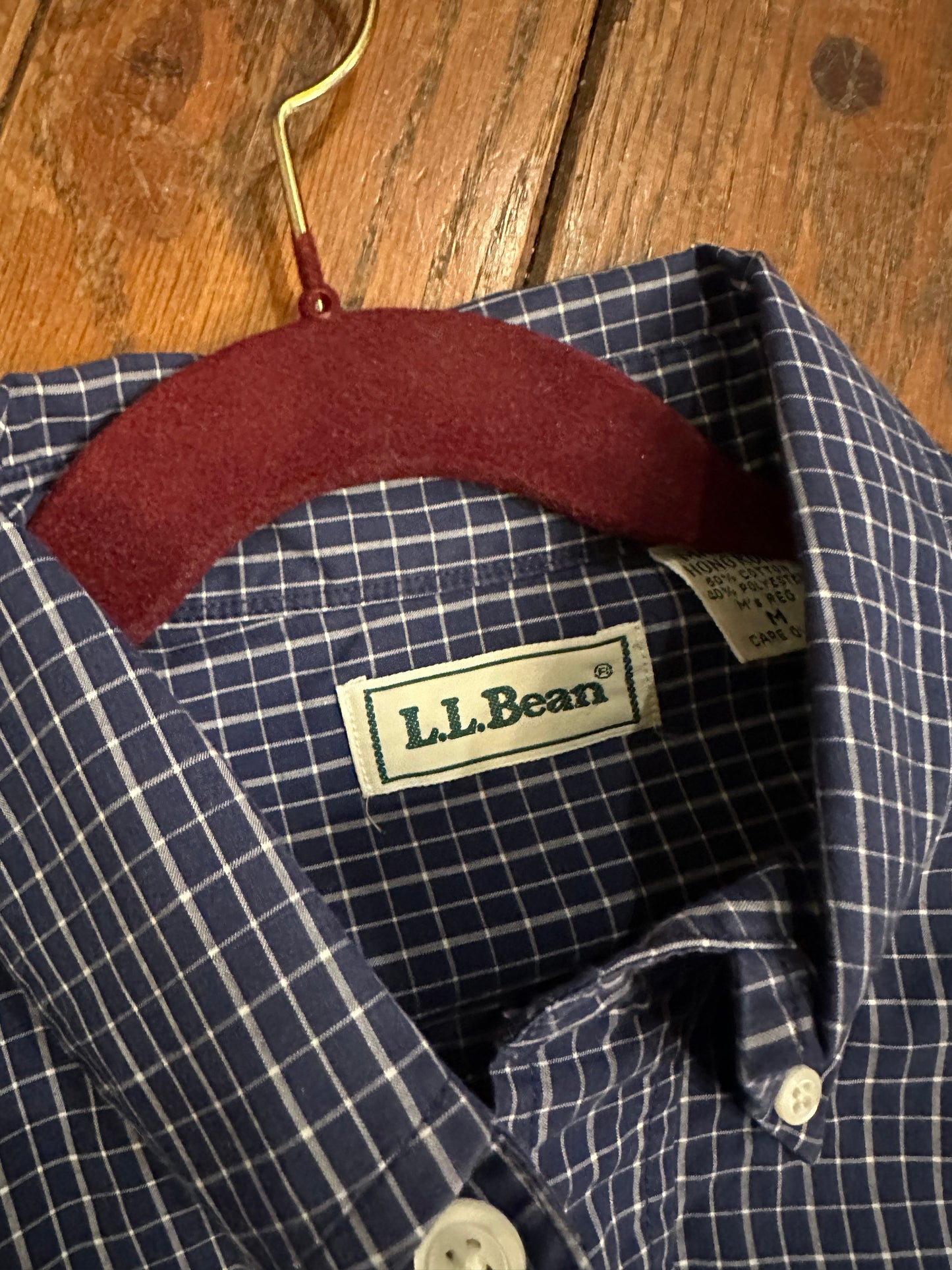 Men’s LL Bean Blue Dress collared Shirt Vintage Medium